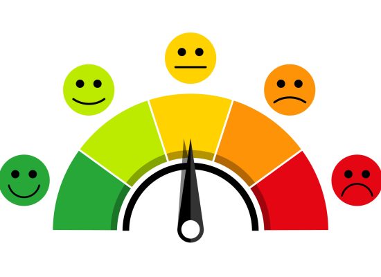 Rating scale of customer satisfaction. The scale of emotions with smiles.